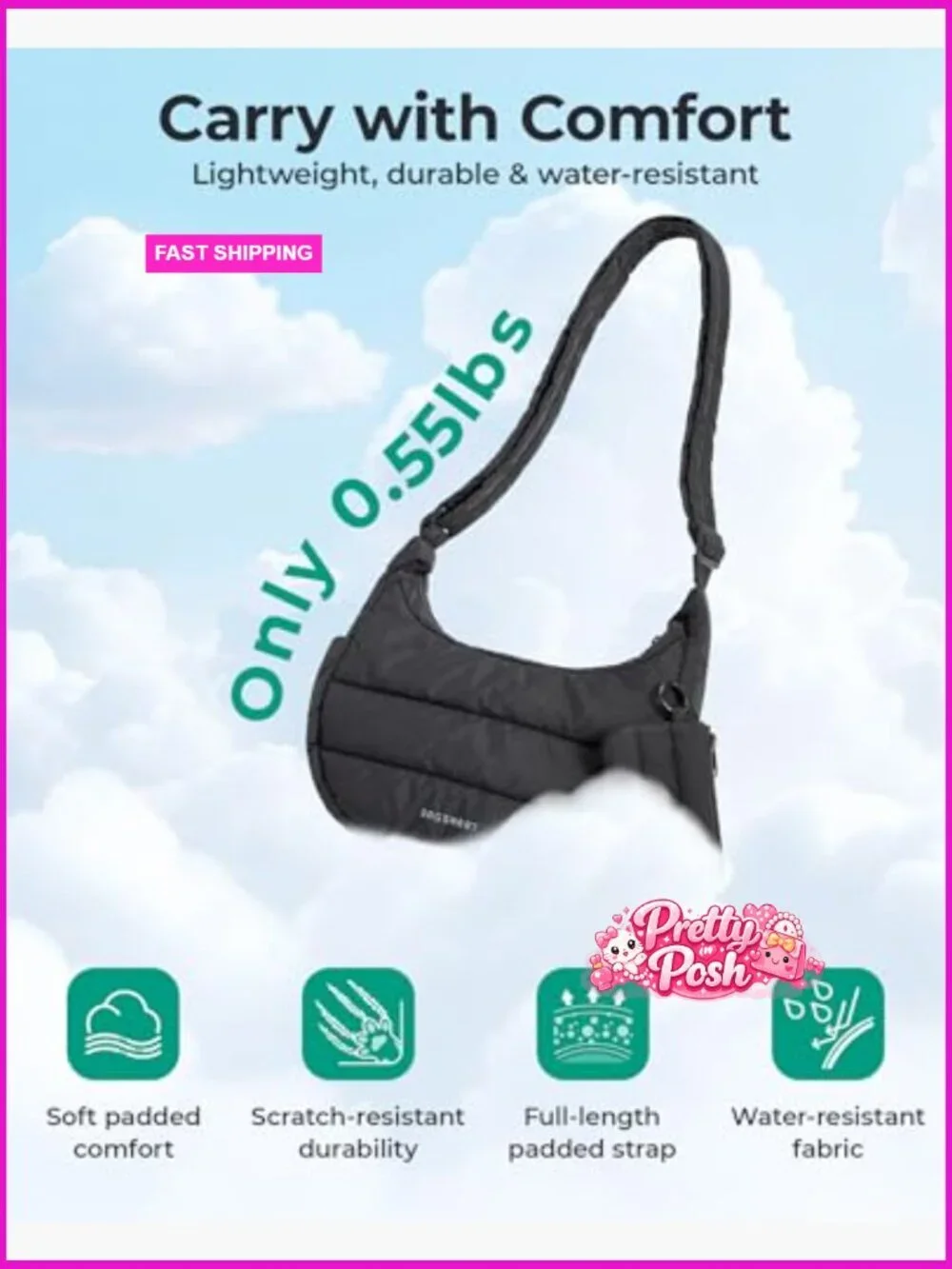 Polyester Puffer Hobo Crossbody Bag with Adjustable Strap
